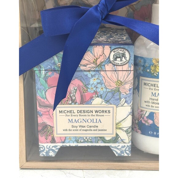 Michel Design Works Magnolia Gift Set Soap, Lotion & Candle in Wooden Box New! - Picture 5 of 10